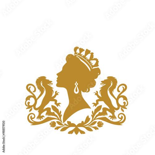 Queen logo, icon. Luxury queen logo. Premium queen vector silhouette. Ornamental luxury logo. Elegant cosmetic female logo.