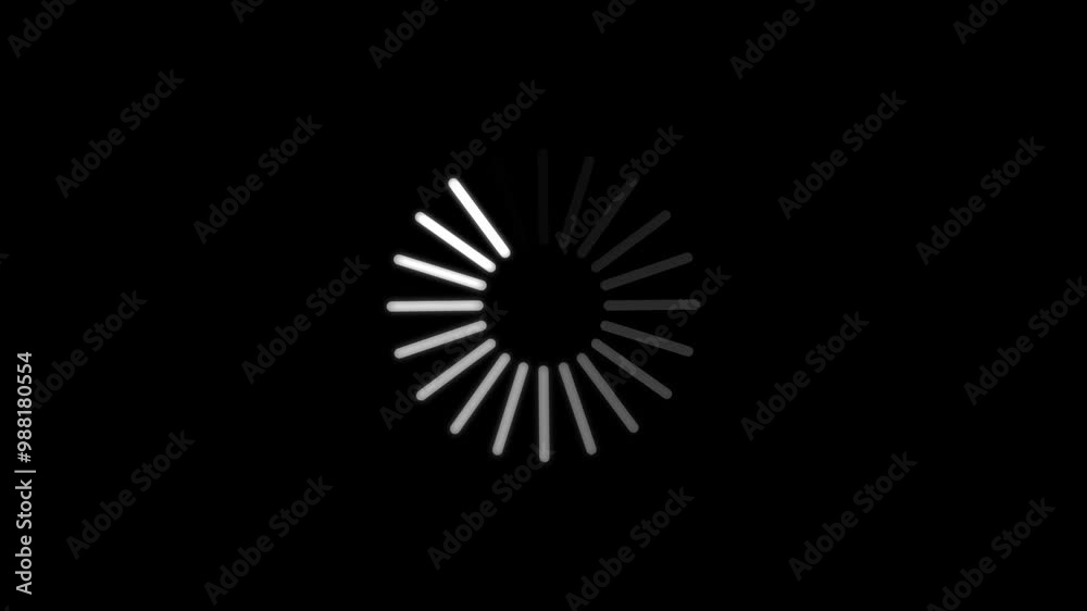 4k video loading icon White glow, black background