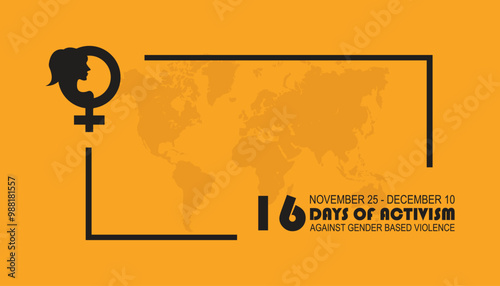 16 Days of Activism against gender based violence is observed every year on November. Medical Healthcare Awareness concept. background, placard, banner template Vector illustration design.