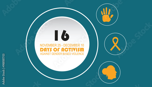 16 Days of Activism against gender based violence is observed every year on November. Medical Healthcare Awareness concept. background, placard, banner template Vector illustration design.
