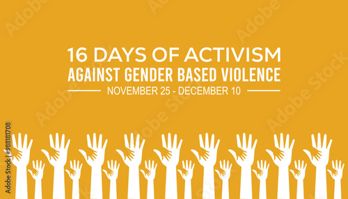16 Days of Activism against gender based violence is observed every year on November. Medical Healthcare Awareness concept. background, placard, banner template Vector illustration design.