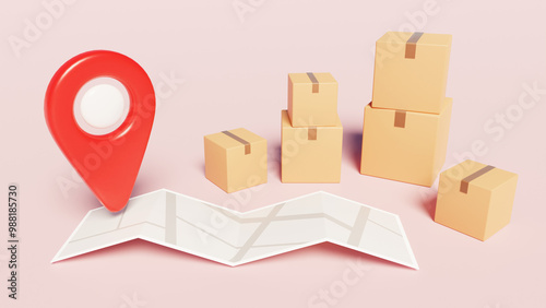 Parcel delivery map. Cardbo...