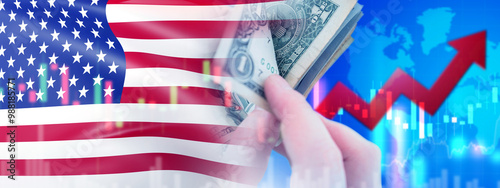 Inflation in USA. Hands wit...