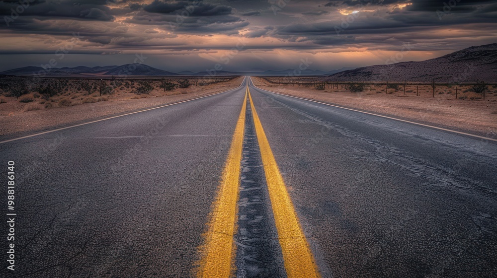 Fototapeta premium Endless Road in Desert Landscape