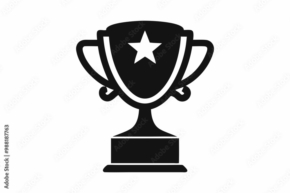 Trophy cup icon, victory cup vector, trophy silhouette