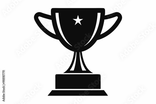 Trophy cup icon, victory cup vector, trophy silhouette