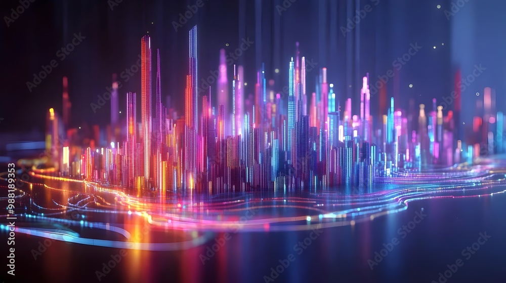 Futuristic cityscape with neon lights Futuristic cityscape with neon lights