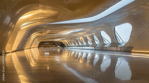The sleek, modern lines of the Riyadh Metro station, showcasing Saudi Arabia's cutting-edge architecture
