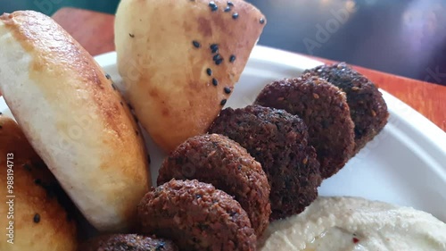 MIddle east meal falafel hummus and salad vegan healthy arabic food