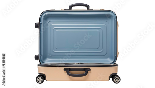 Open suitcase isolated on a transparent background.