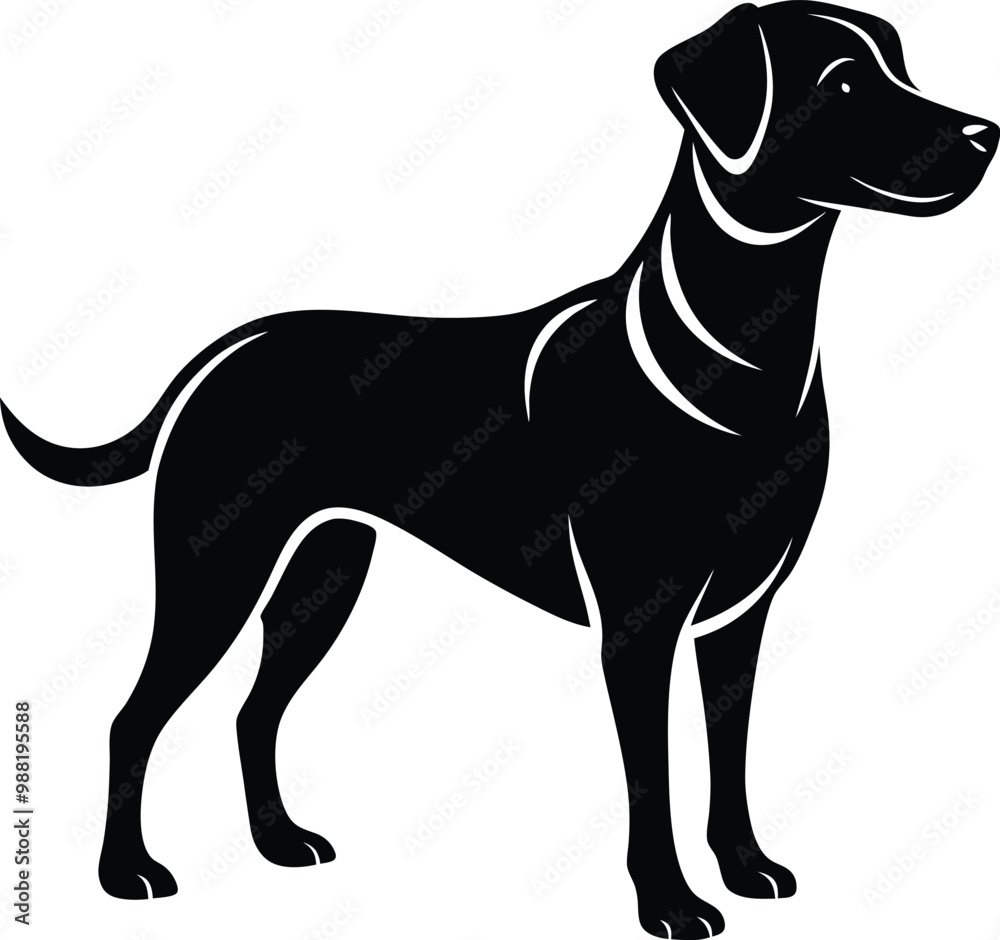 Labrador Retriever Silhouette - Dog Illustration in Black and White Labrador Retriever Silhouette - Dog Illustration in Black and White