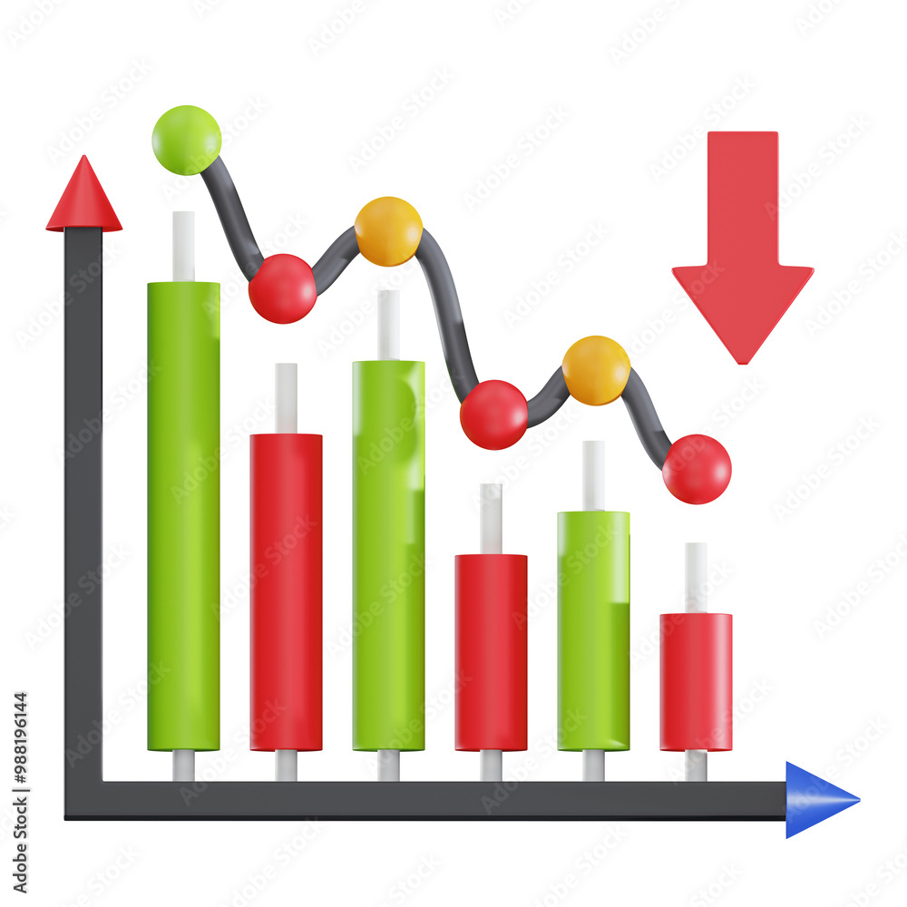 Arrow Round Stats Down Stats Down 3d icon Arrow Round Stats Down Stats Down 3d icon