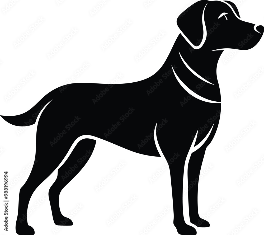 Labrador Retriever Silhouette - Dog Illustration in Black and White Labrador Retriever Silhouette - Dog Illustration in Black and White