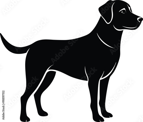 Labrador Retriever Silhouette - Dog Illustration in Black and White