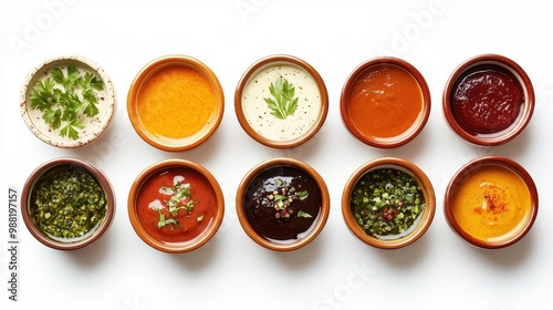 Vibrant Assortment of Flavorful Condiments and Dips