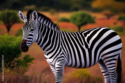 Stunning Zebra Art in Natural Settings Featuring Vibrant Patterns photo