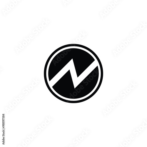 Letter N circle, techno geometric symbol simple logo vector