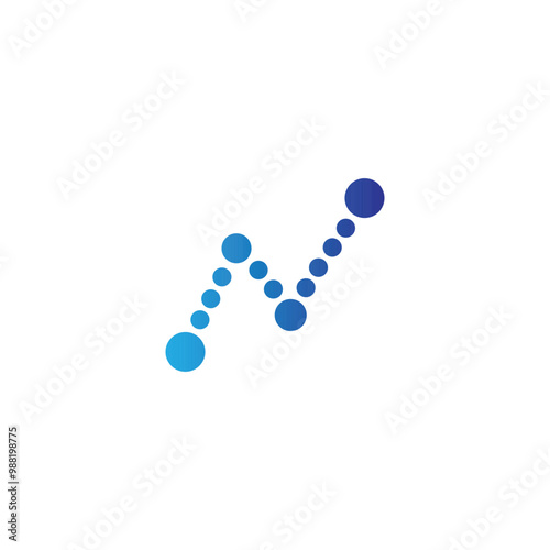 Letter N route geometric symbol simple logo vector