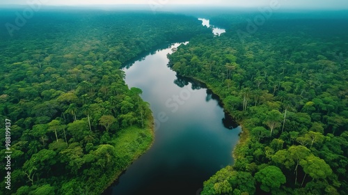 Aerial top view forest tree, rainforest ecosystem and healthy environment concept and background, texture of green tree forest view from above by flycam