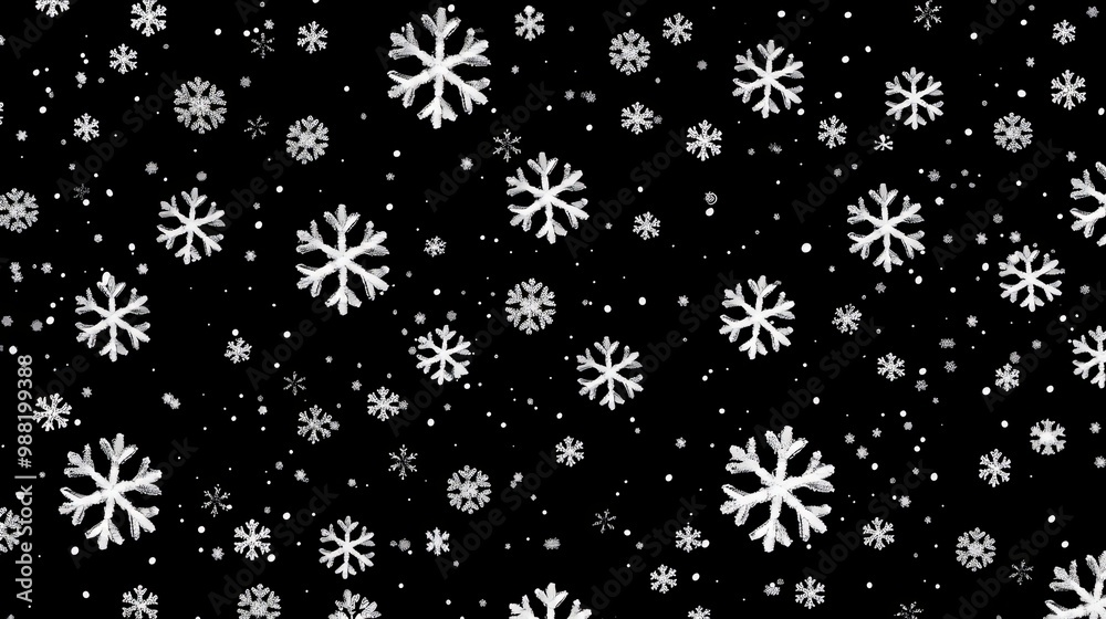 Winter pattern of snowflakes background