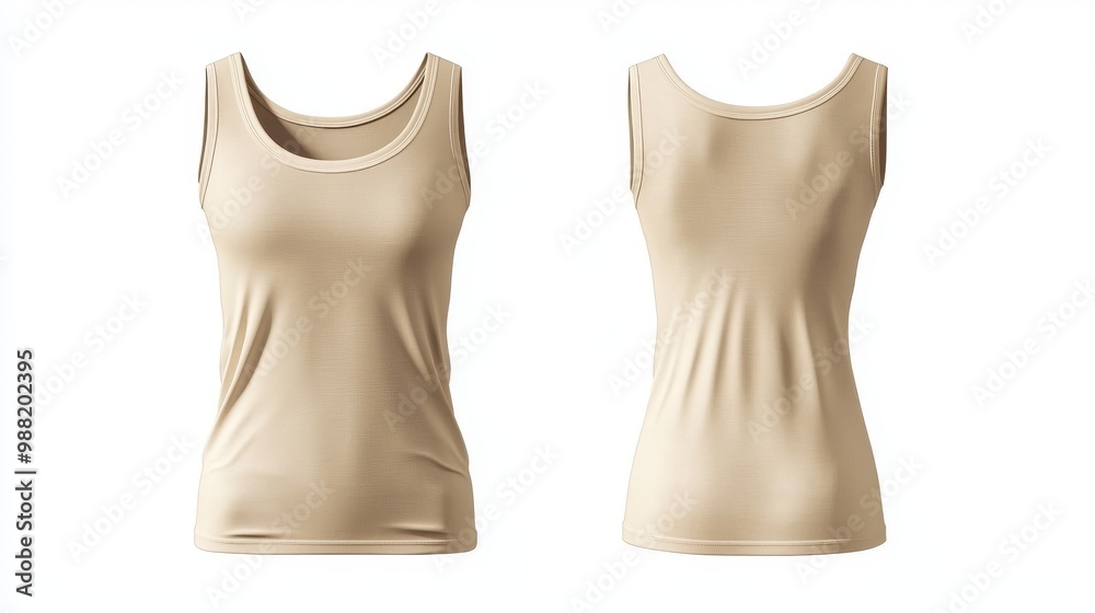 Beige women tank top mockup. Women tank top template Beige women tank top mockup. Women tank top template