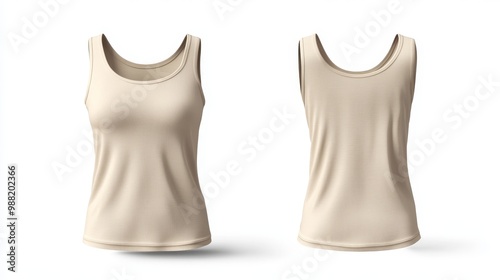 Beige women tank top mockup. Women tank top template