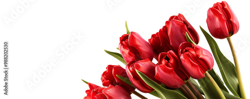 Vibrant Red Tulips on White Background