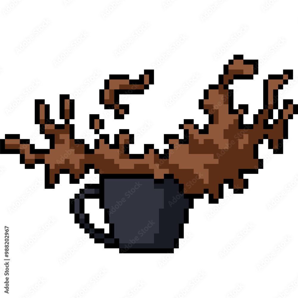 Fototapeta premium pixel art of cup coffee spread