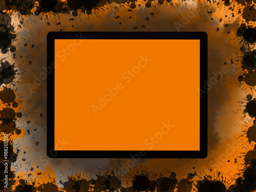 a square frame with orange halloween background with frame for text