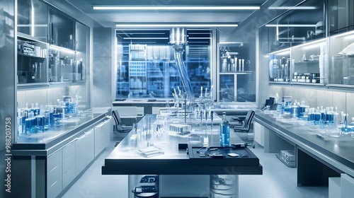 Modern laboratory with scientific equipment photo