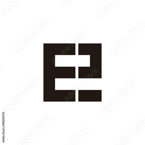 Letter Ee eE E e square geometric symbol simple logo vector