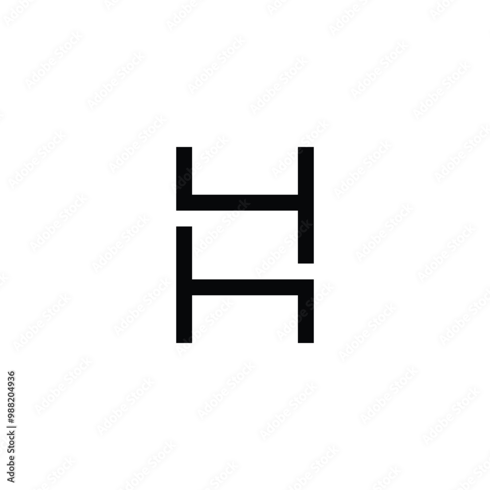 Letter h number 4 square geometric symbol simple logo vector Letter h number 4 square geometric symbol simple logo vector