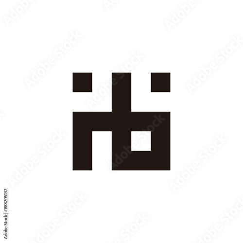 Letter i b square connect geometric symbol simple logo vector