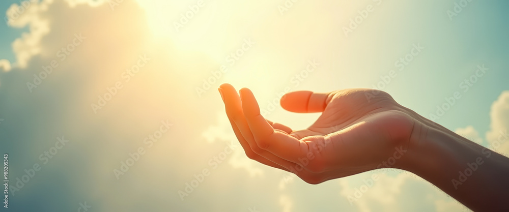 Open Hand Reaching Up Towards the Sun