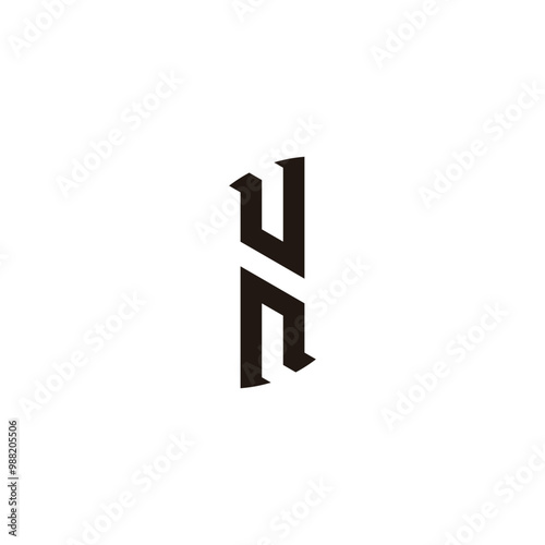 Letter u and n, letter H, epic geometric symbol simple logo vector