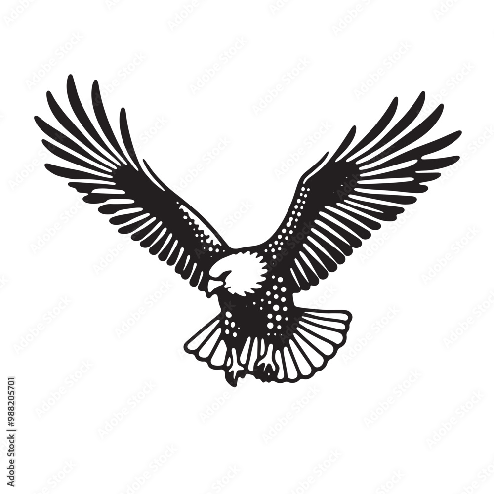 Obraz premium a black and white drawing of an eagle flying