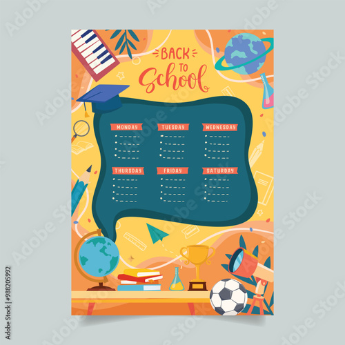 Back to school time table template vector