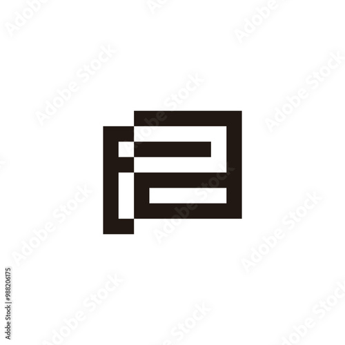 Letter E and a square geometric symbol simple logo vector