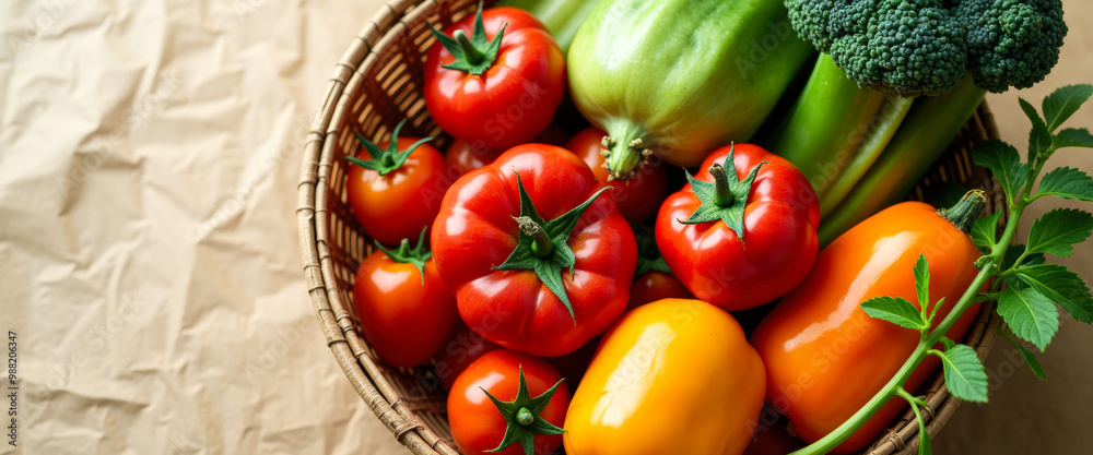 Fresh Vegetables in a Basket Fresh Vegetables in a Basket