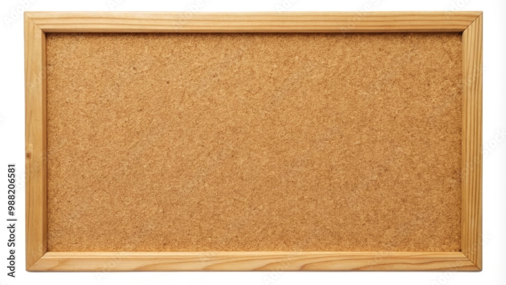 Fototapeta premium Brown cork board with wooden frame isolated, cork board, wood frame, isolated, office supply