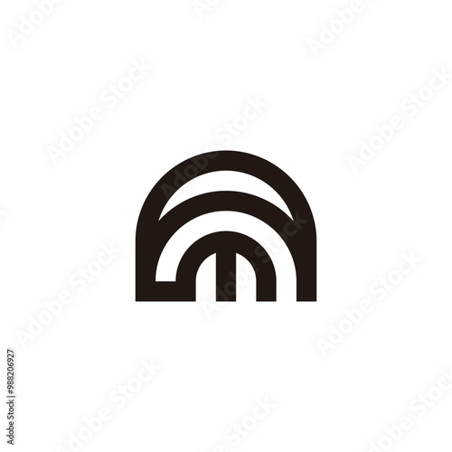Letter A m connect, curve geometric symbol simple logo vector