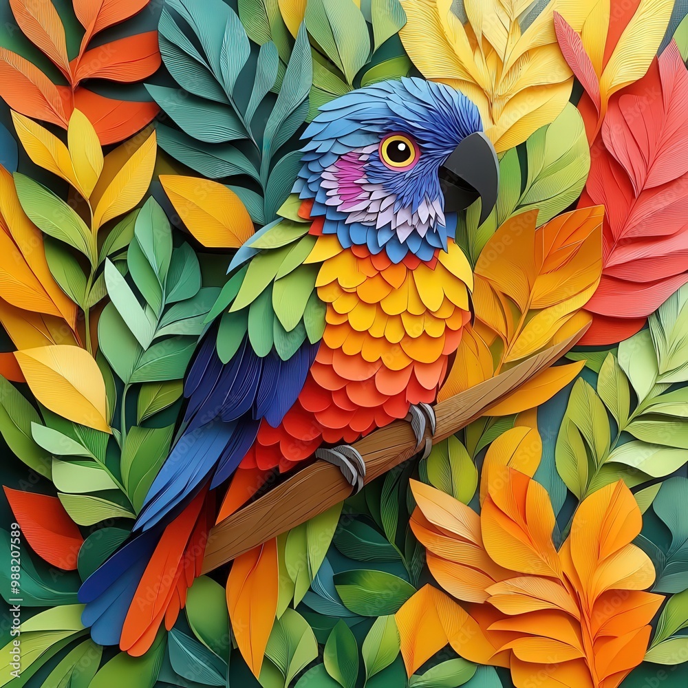 Fototapeta premium Lorikeet, rainbow bird, colorful bird, nectar feeder, exotic bird, bright feathers, avian species, garden bird, wild bird, bird care