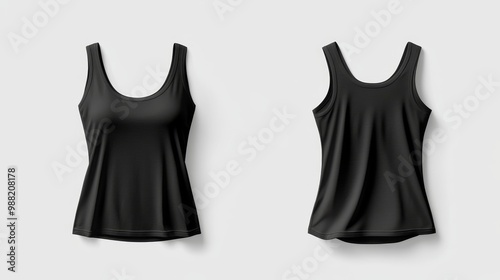 Black women tank top mockup. Women tank top template