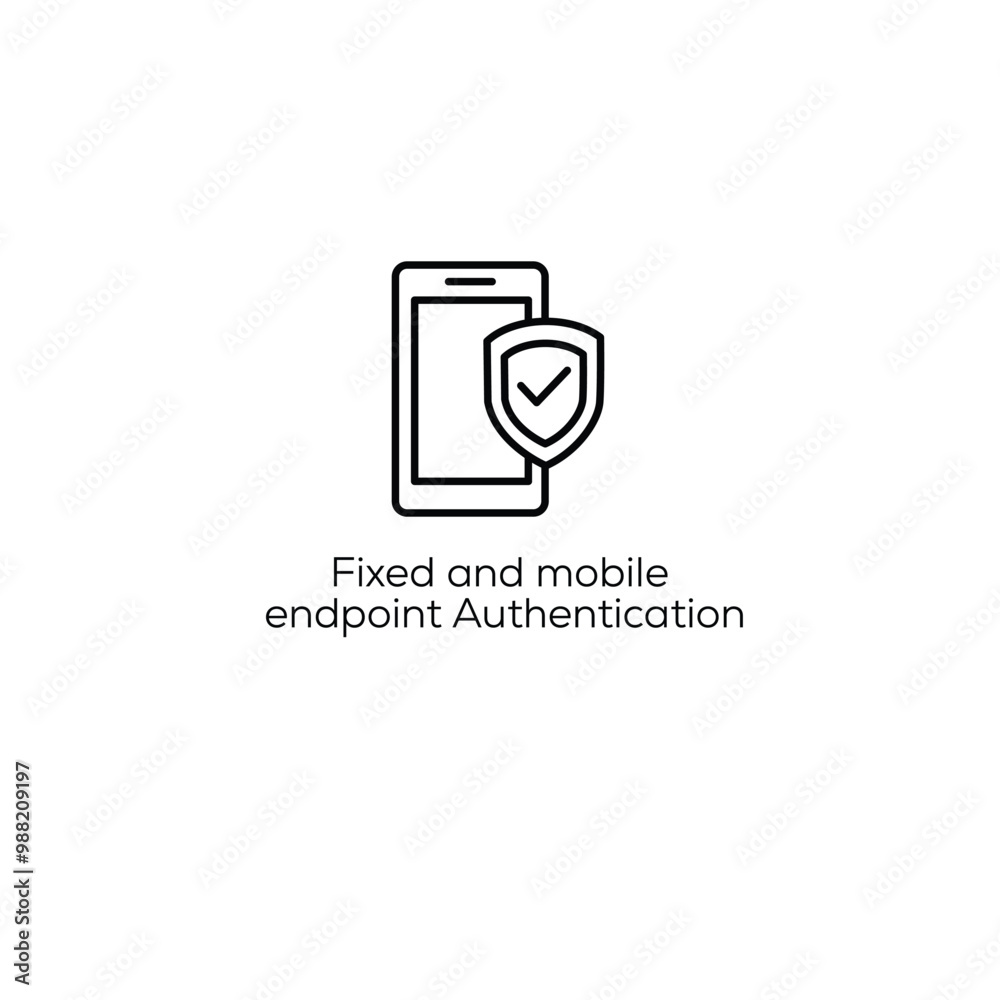 Fixed and Mobile Endpoint Authentication, endpoint security, authentication Vector editable stroke line icon

