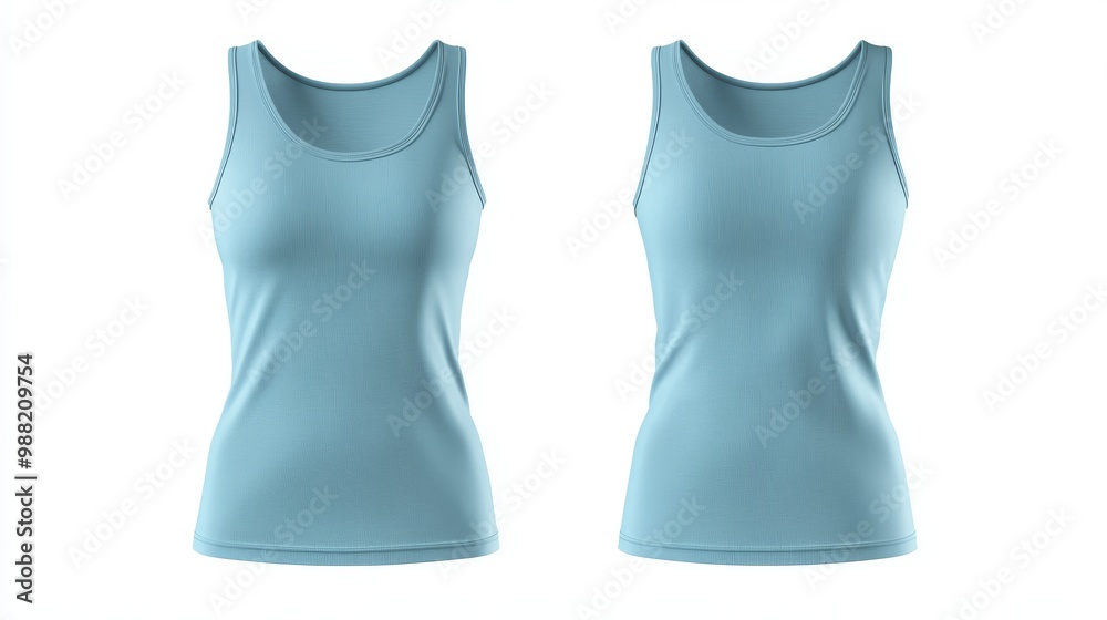 Light blue women tank top mockup. Women tank top template