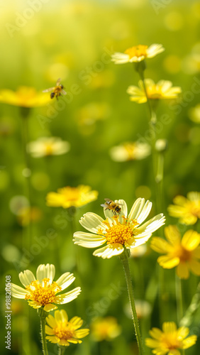 Honeybee on a Yellow Wildflower