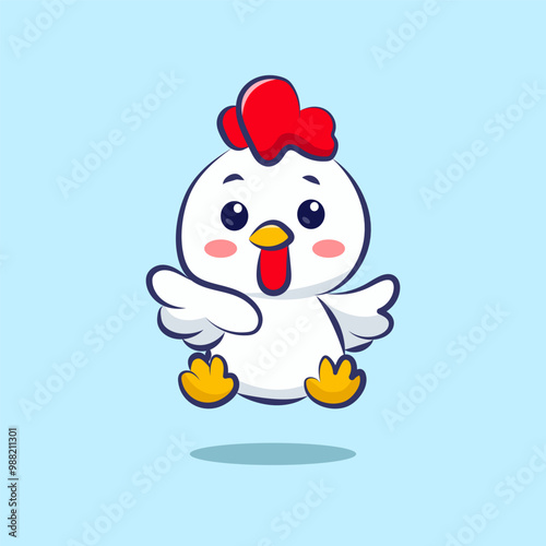cute cartoon character hatched chicken with a wink vector design