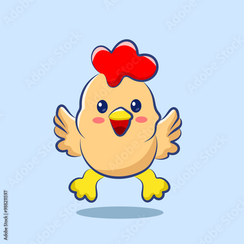 cute cartoon character hatched chicken with a wink vector design