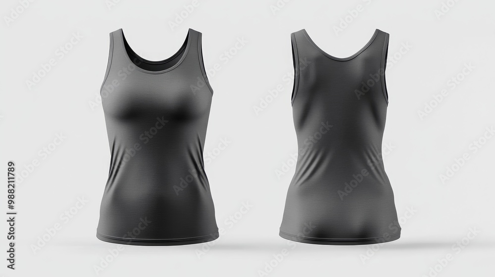 Gray women tank top mockup. Women tank top template Gray women tank top mockup. Women tank top template