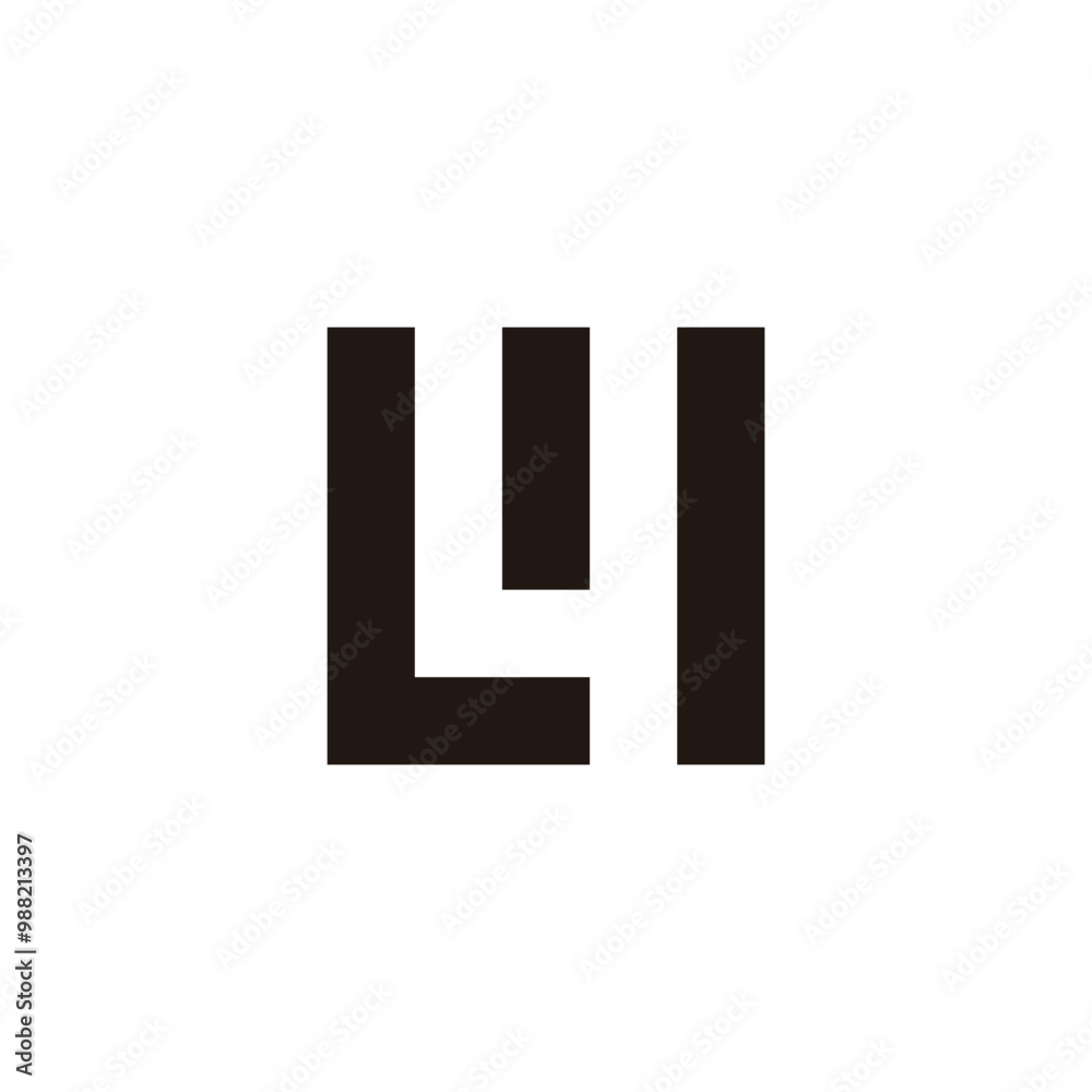 Letter L, w number 4 square geometric symbol simple logo vector Letter L, w number 4 square geometric symbol simple logo vector